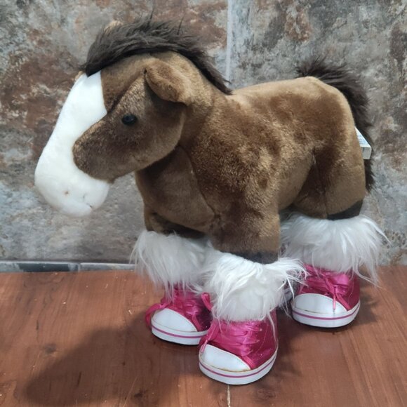 Build A Bear Brown Horse Pony Plush Pink Glittery Shoes Stuffed Animal - Picture 5 of 13
